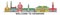 Denmark outline skyline, danish flat thin line icons, landmarks, illustrations. Denmark cityscape, danish travel city