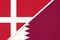 Denmark and Qatar, symbol of country. Danish vs Qatari national flags