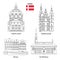 Denmark set of landmark icons
