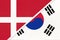 Denmark and South Korea or ROK, symbol of country. Danish vs Korean national flags