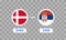 Denmark vs Serbia Match Design Element. Flag Icons isolated on transparent background. Football Championship Competition