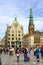 Denmark - Zealand region - Copenhagen - Amagertorv square; Stork Fountain and Lutheran St. Nicholas Church serving currently as