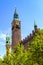 Denmark - Zealand region - Copenhagen - panoramic view of the city center with City Hall and Lur Blowers statue and column on City