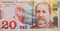 Denominations Georgian banknotes twenty lari national a money front view