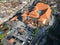 DENPASAR/BALI-MAY 14 2019: Aerial view of Badung traditional market Denpasar. It is a new building after it burned a couple years
