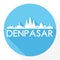Denpasar Indonesia Flat Icon Skyline Silhouette Design City Vector Art Famous Buildings Logo.