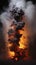 Dense Flame Explode On Tower With Dark Grey Liquid Smoke Abstract Background AI Generative