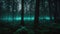 a dense forest filled with an abundance of green plants and trees, creating a vibrant and lively scene, An ethereal Bioluminescent