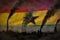 dense smoke of industrial pipes on Ghana flag - global warming concept, background with place for your logo - industrial 3D