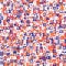 Dense Vector Packed Noise Close Up. Mini Pixel Grid Mosaic Texture Background. Classic Blue Red White Abstract Macro Seamless