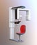 Dental 3D X-ray machine with patient chair isolated on gradient background