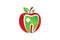Dental apple logo sign symbol design, Green apple tooth