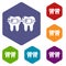 Dental brace icons vector hexahedron