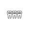 Dental braces hand drawn outline doodle icon.