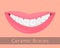 Dental braces, smiling lips in cartoon style isolated.