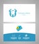 Dental business card with creative logo - vector illustration