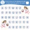 Dental care ABC game with cute characters. Dentist medicine alphabet activity for preschool children. Choose letters from A to Z