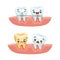 Dental Care with Cute Funny Tooth Character with Caries and Braces Vector Set