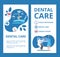 Dental care and dentistry banners set with doctors in stomatological clinic doing tooth x-ray and dentistry equipment