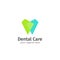Dental care dentistry teeth logo blue and green color overlap modern simple minimalist style