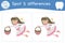 Dental care find differences game for children. Mouth hygiene preschool activity with cute Tooth Fairy Milk tooth loss puzzle with