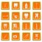 Dental care icons set orange