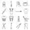 Dental care icons set, outline style