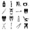 Dental care icons set, simple style