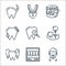 dental care line icons. linear set. quality vector line set such as kid, x ray, teeth, implant, bacteria, clean, brushing teeth,