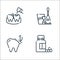 Dental care line icons. linear set. quality vector line set such as pills, broken tooth, kids