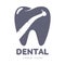 Dental care logo template with drill silhouette over tooth shape
