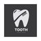 Dental care logo template with toothbrush silhouette over tooth shape