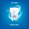 Dental care. Realistic clean 3D tooth. Whitening enamel or oral hygiene. Dentist service advertising banner with