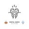 Dental caries icon. Tooth hole, damaged tooth enamel, toothache. Stomatology Dental care thin line art icons, Vector