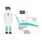 Dental chair clinic vector illustration.