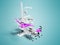 Dental chair with lighting from the bedside tables with tools for treatment and removal of teeth with an armchair for white work
