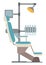 Dental chair with lighting lamp vector illustration. Equipment in clinic for treatment of teeth