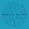 Dental clinic circle infographics Stomatology Dental care outline icons. Dentistry vector flat illustration