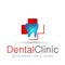 Dental clinic dentist cross care medical health care logo design icon on white background