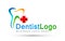 Dental clinic dentist cross care medical health care logo design icon on white background