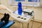 Dental clinic interior design with several working boxes and tools