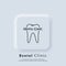 Dental clinic line logo. Dentist icon. Dentistry logo. Stomatology. Teeth care concept. Vector. UI icon. Neumorphic UI UX white