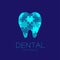 Dental clinic logo icon tooth jigsaw puzzle design illustration