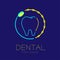 Dental clinic logo icon tooth with mouth mirror and braces circle frame outline stroke set illustration