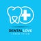 Dental clinic logo. Tooth contour and medical care sign