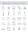 Dental clinic services flat thin line icons