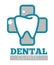 Dental clinic titled logo with white sparkling tooth