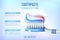 Dental concept infographic.Blue plastic toothbrush with toothpaste.3D, realistic, Dental design element for advertising, brochures