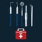 Dental dentist tools object vector icon bag medical set equipment teeth health