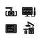 Dental devices black glyph icons set on white space